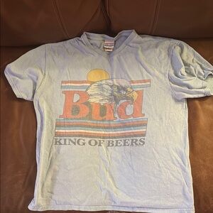 Junk Food Clothing Blue Short Sleeve Tee Retro Budweiser Design